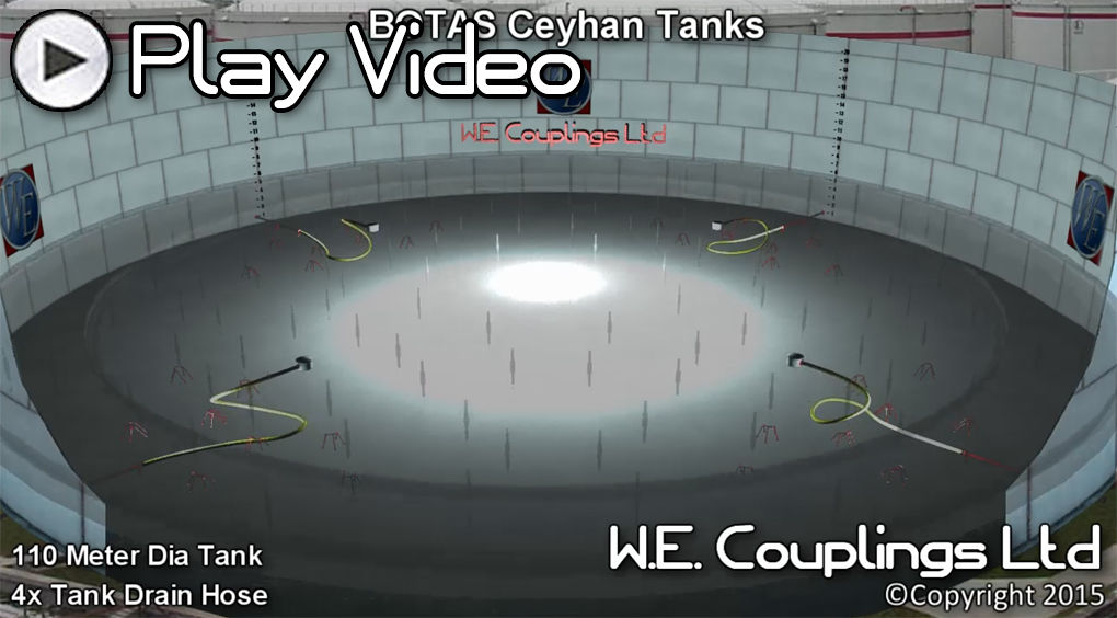 storage tank floating roof drain rubber hose system flanged ballasted nitrile viton